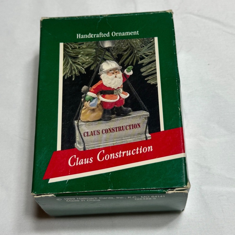 Hallmark Claus Construction 1989 QX488-5 Santa Keepsake Ornament Original Box